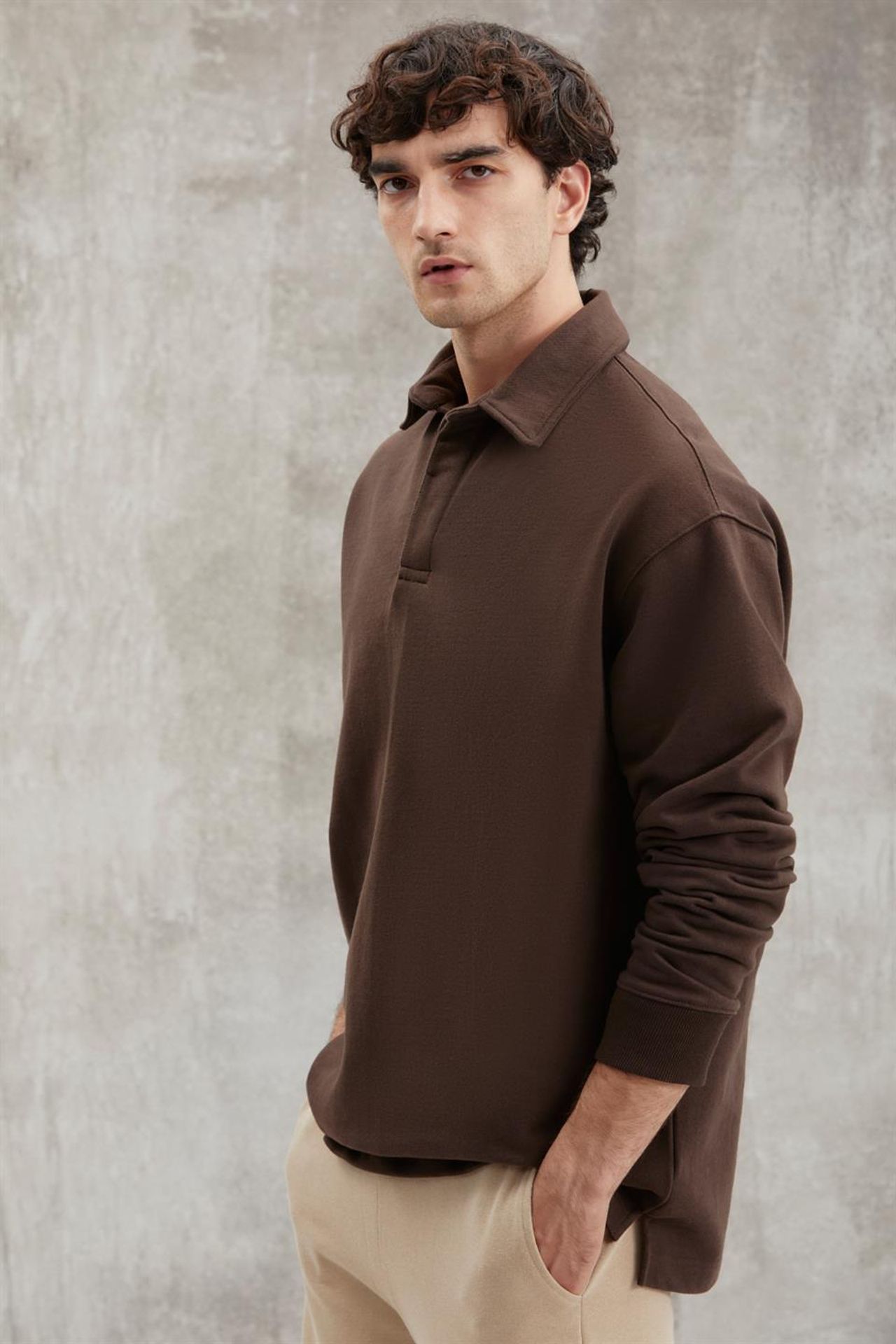 GRIMELANGE Polo Yaka Fitilli Sweatshirt 5