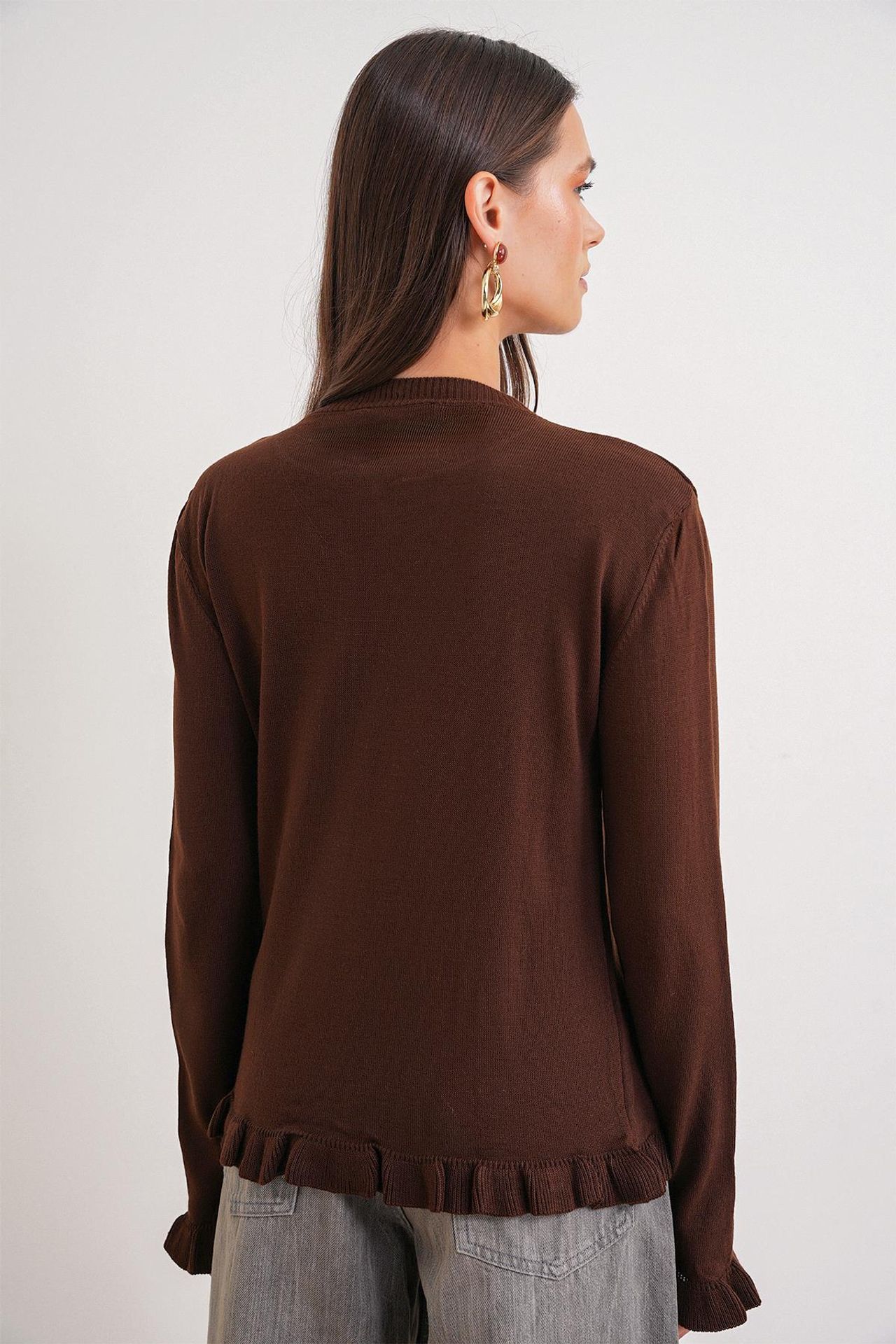 MIXRAY Frilly Ribbed Knit Cardigan 4