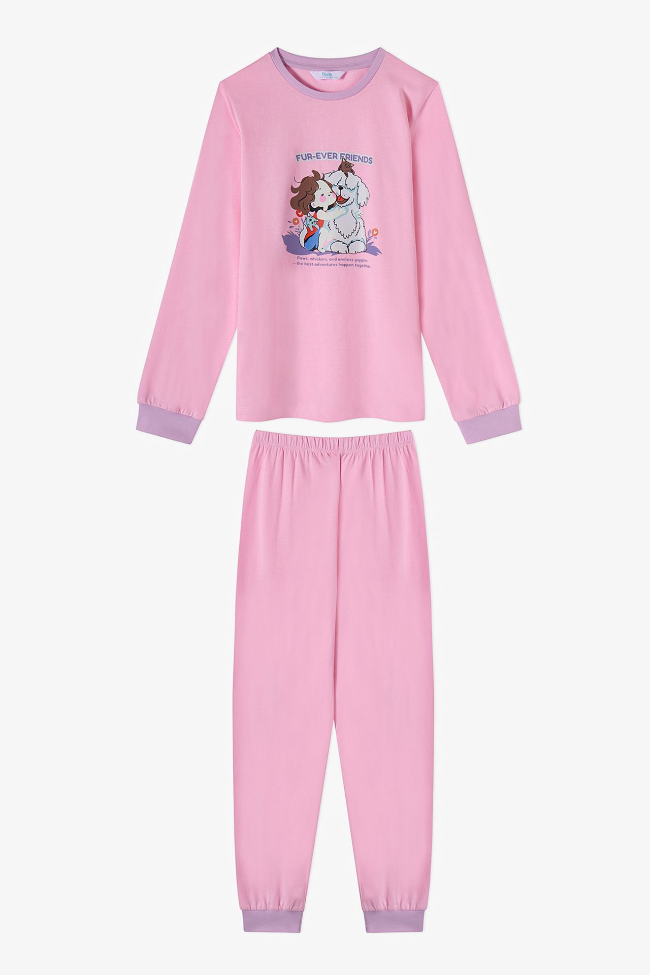 PENTI Girls' Fur-Ever Friends Long Sleeve Pajama Set 6