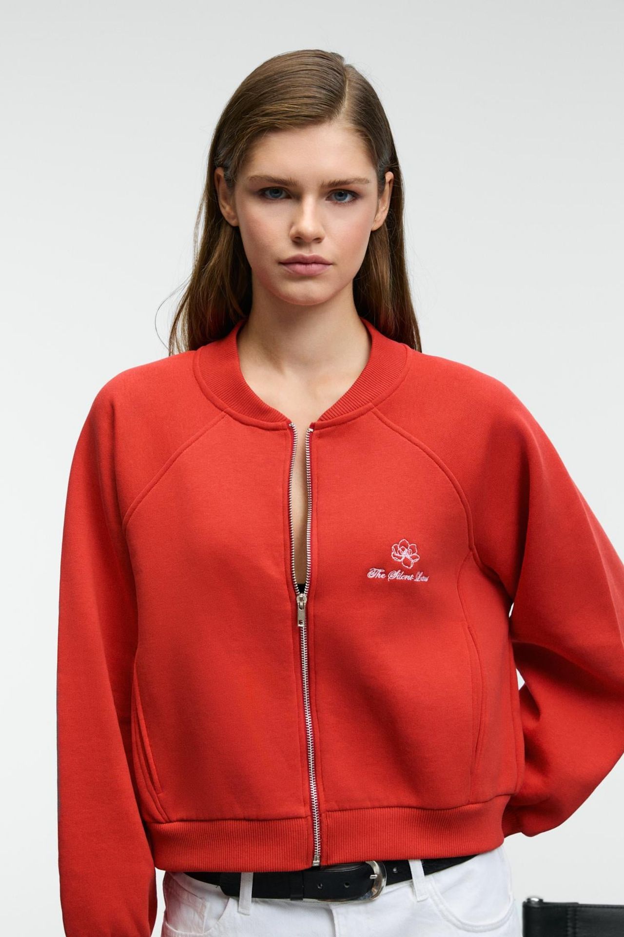GRIMELANGE Embroidered Mandarin Collar Zip Sweatshirt 5