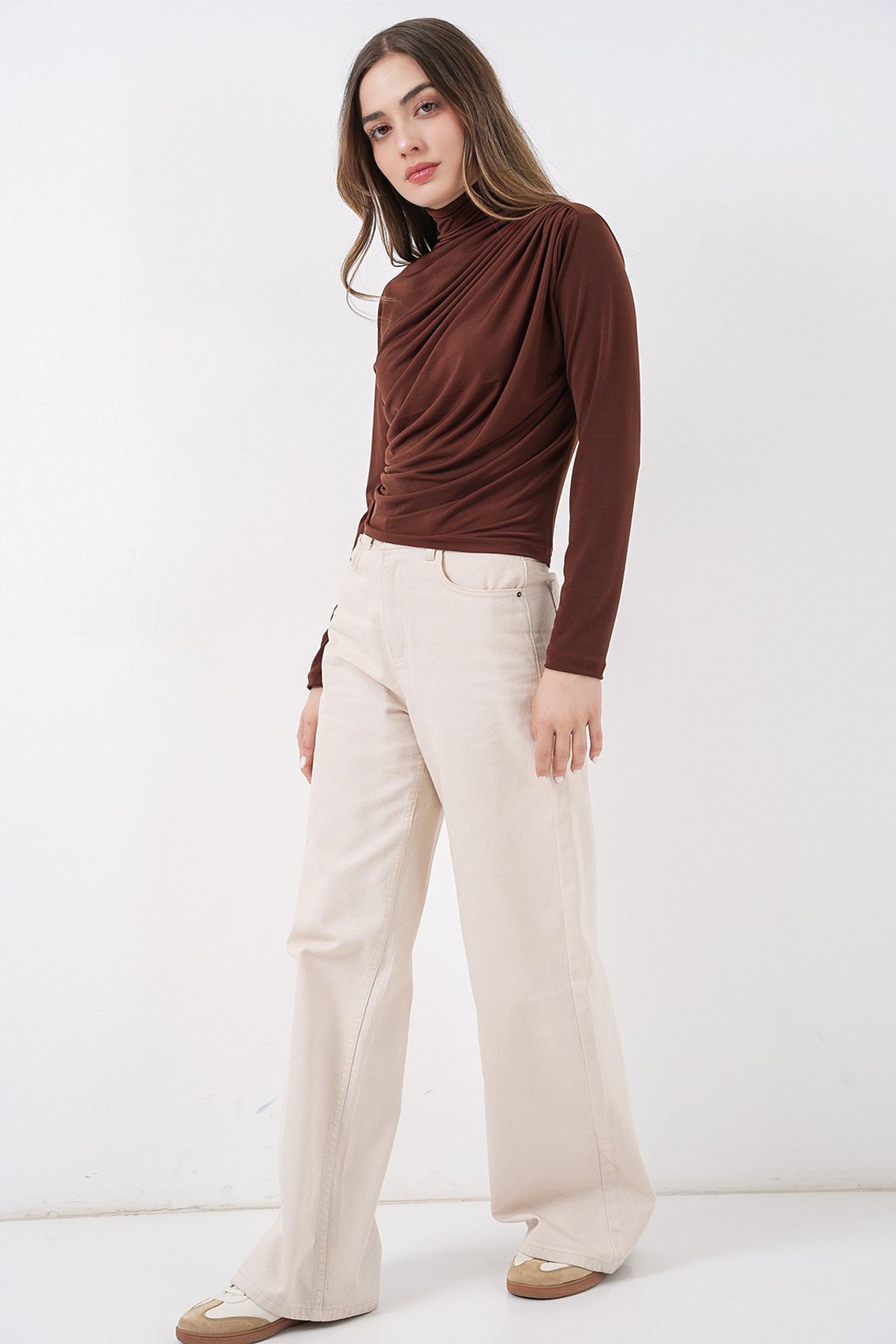 BDART Fitted Turtleneck Blouse with Drape Detail 2