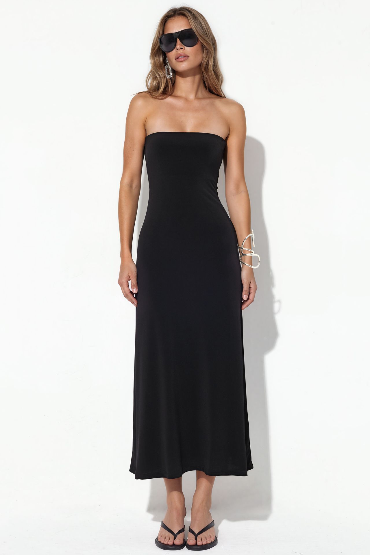 BUSEM Strapless Straight Maxi Dress With Slit 5
