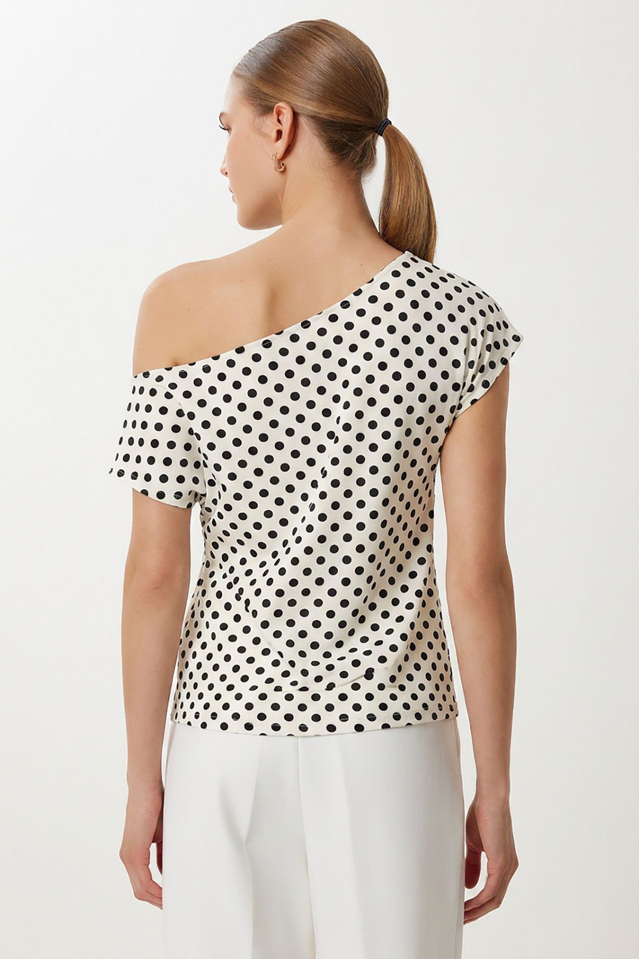 ISTANBUL Off-Shoulder Polka Dot Poplin Blouse 4