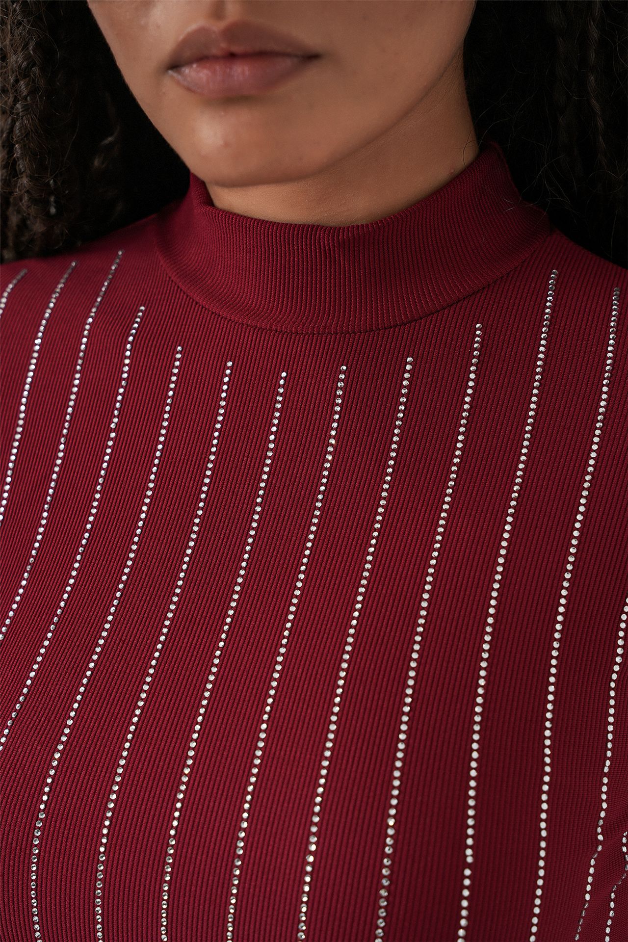 BDART Striped Half Turtleneck Long Sleeve Top with Stone Detail 5
