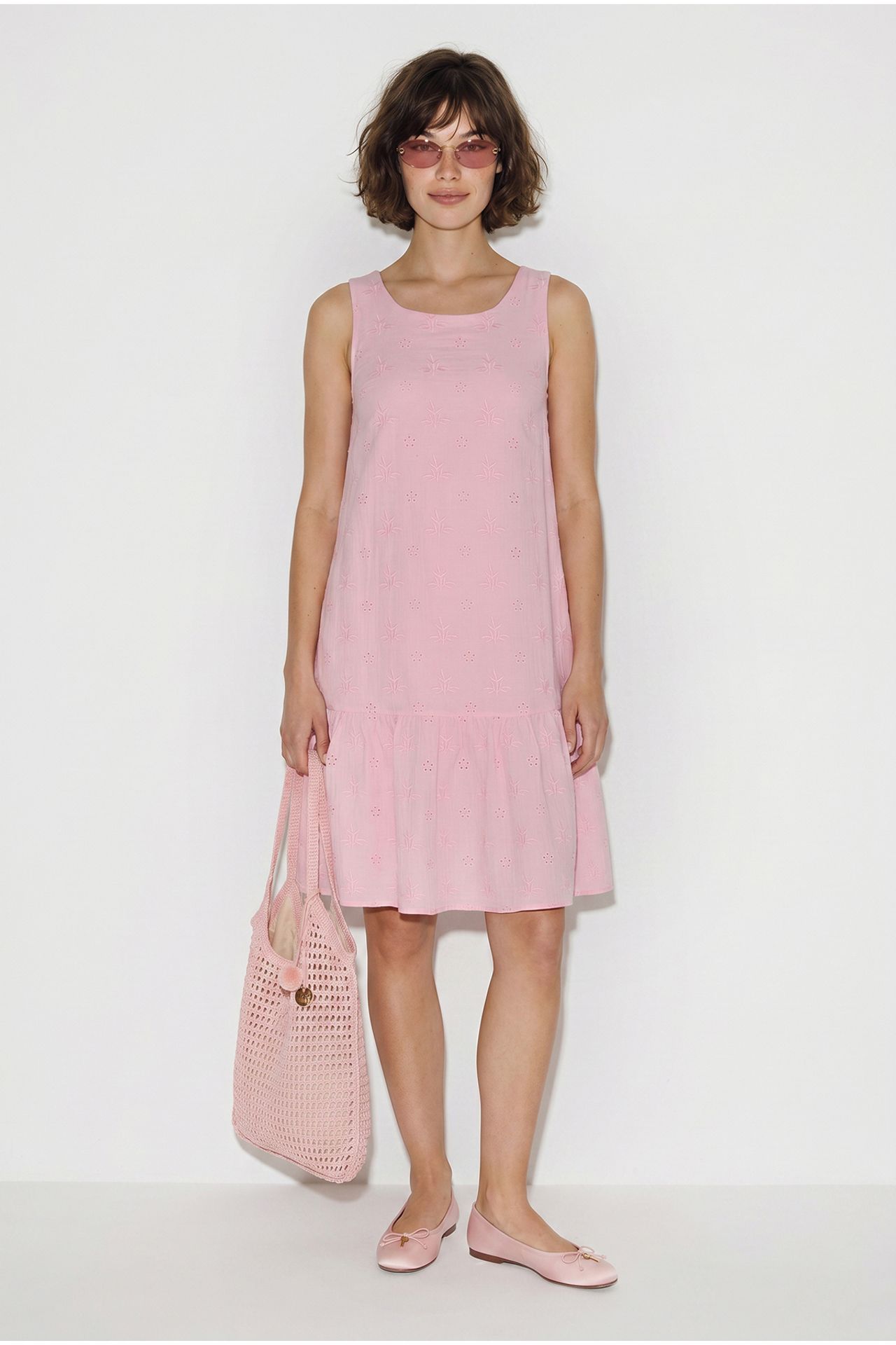 LUCCI Nakışlı Pamuklu Müslin Mini Smock Elbise 2