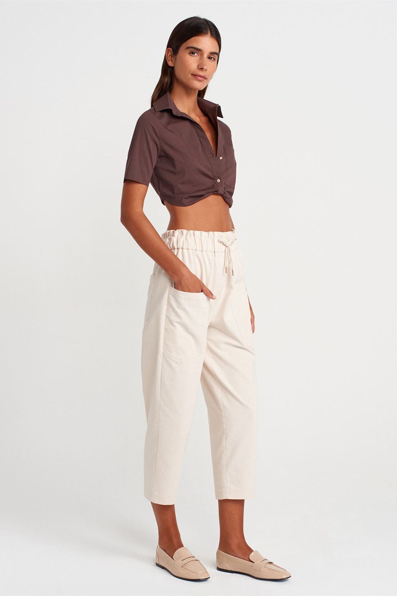 DILVIN Women's Cropped Poplin Shirt 4