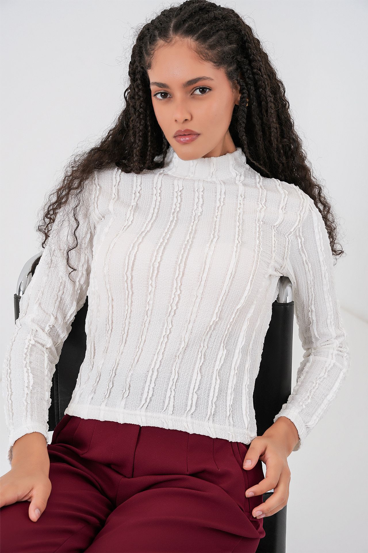 BDART Textured Slim Fit Half Turtleneck Blouse 4