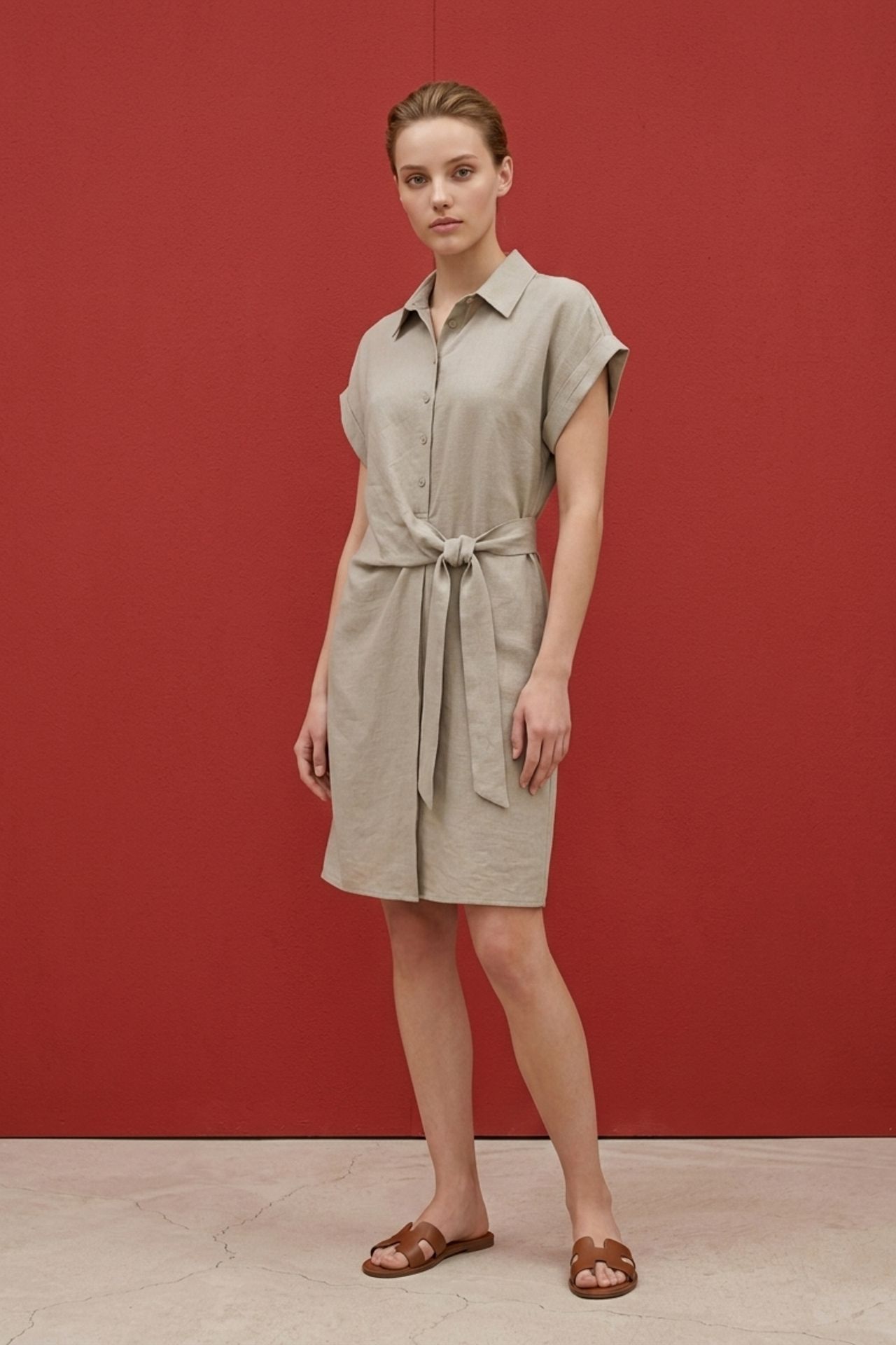 MY FASHION Cotton Poplin Mini Shirt Dress 2
