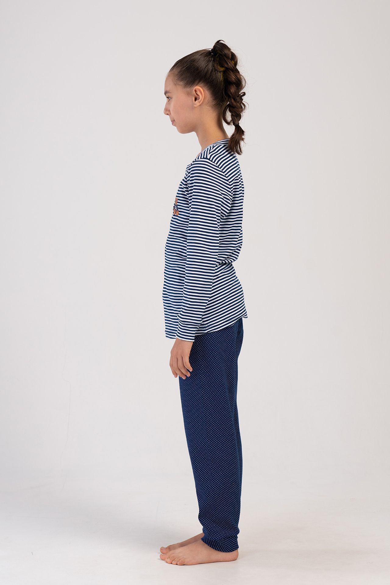 YAKE Çizgili İki Parçalı Pijama Takımı 3