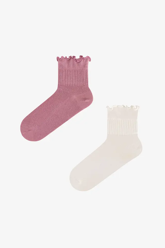PENTI Rose Ruffled Pair Crew Socks