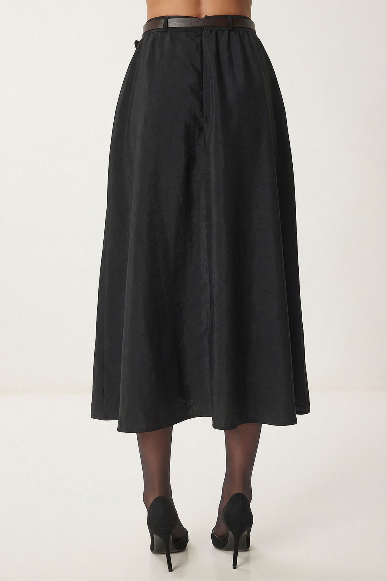 ISTANBUL High-Waist Belted Midi A-Line Skirt 4