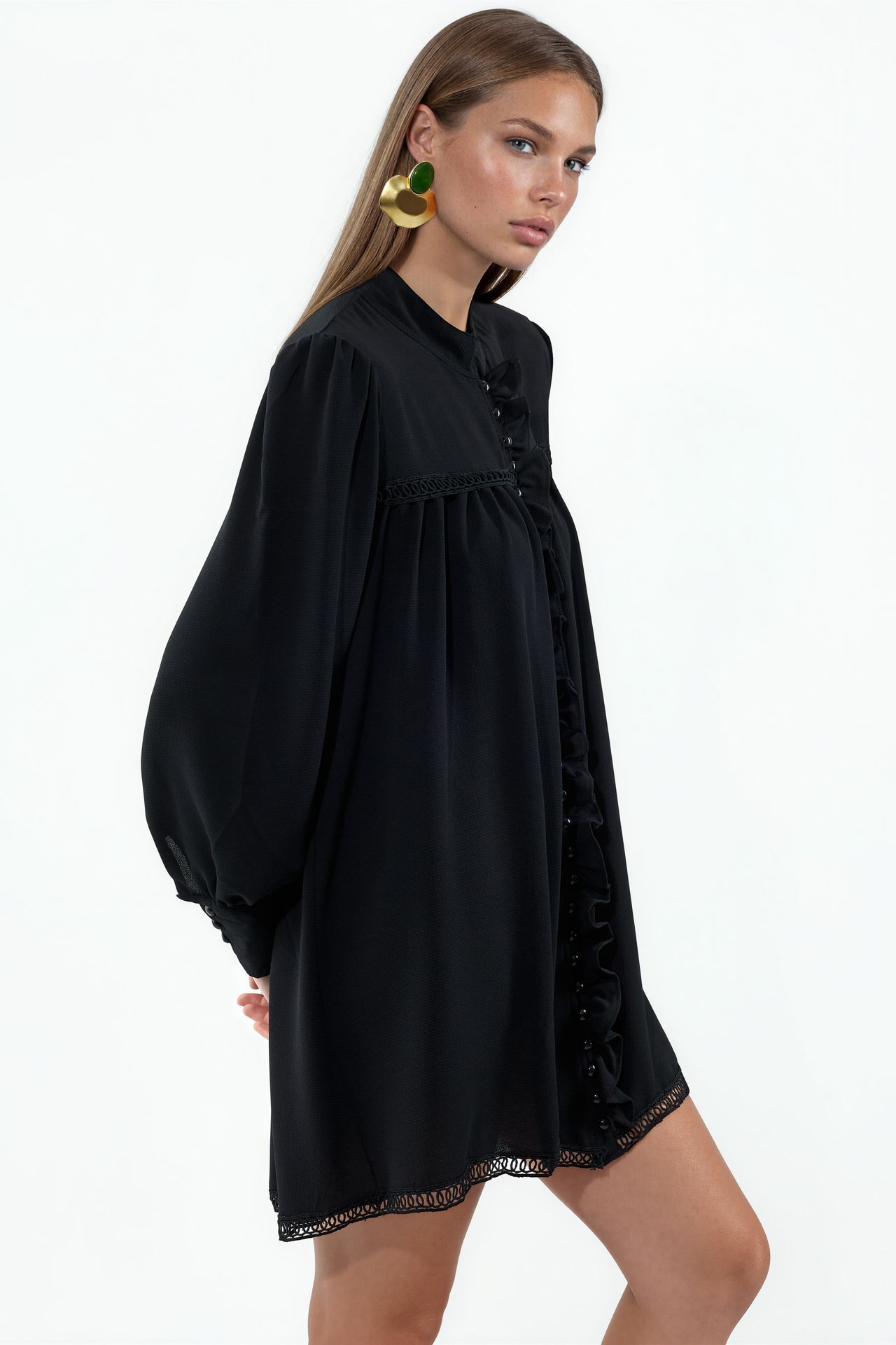 MSN Mini Shift Dress With Mandarin Collar 2