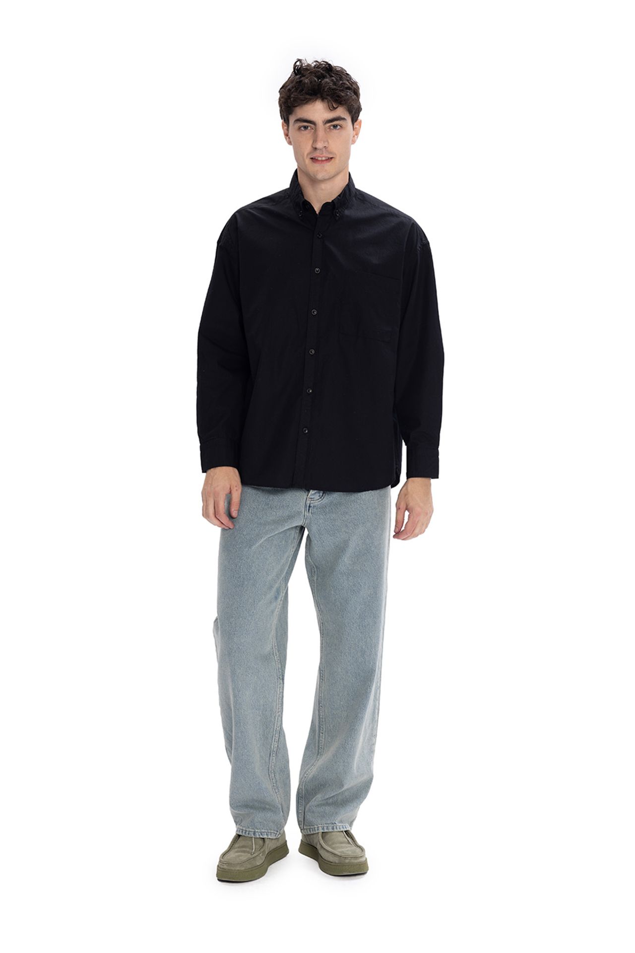 GIESTO Regular Fit Long Sleeve Poplin Shirt with Button Closure 2