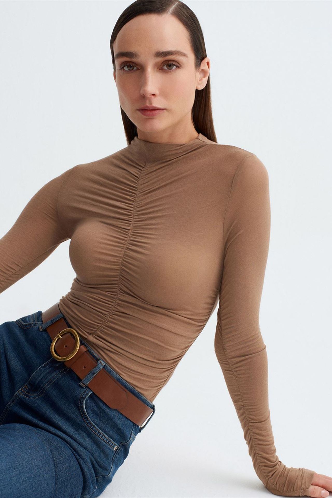 DILVIN Slim Fit Long Sleeve Jersey Blouse 1