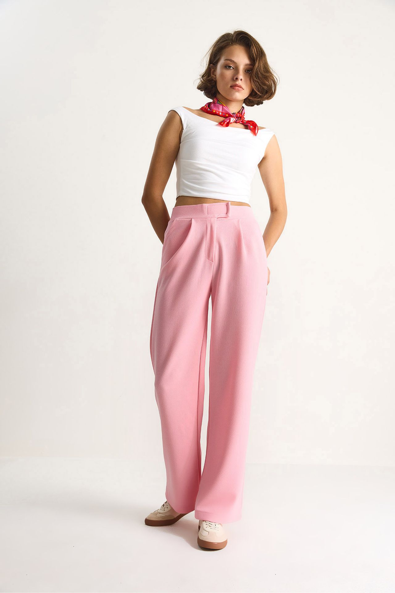 High Waist Wide Leg Pleated Trousers 3
