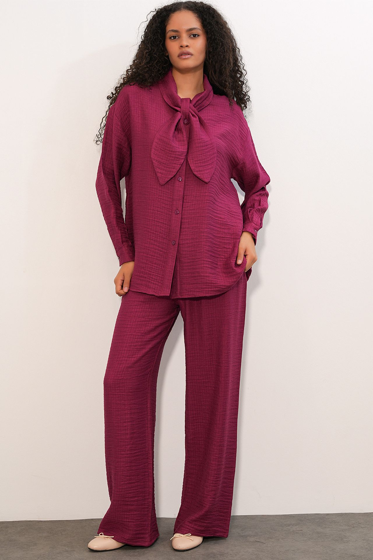 BDART Textured Shirt And Wide-Leg Trouser Set 3