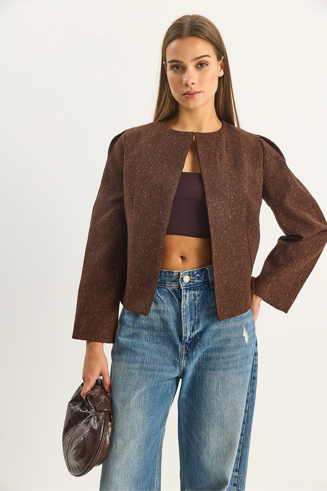 LUCCI Textured Open Collar Lined Jacket 3