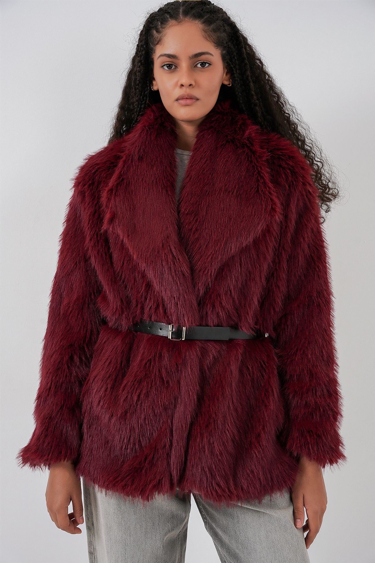 BDART Long Oversized Faux Fur Coat With Belt 6
