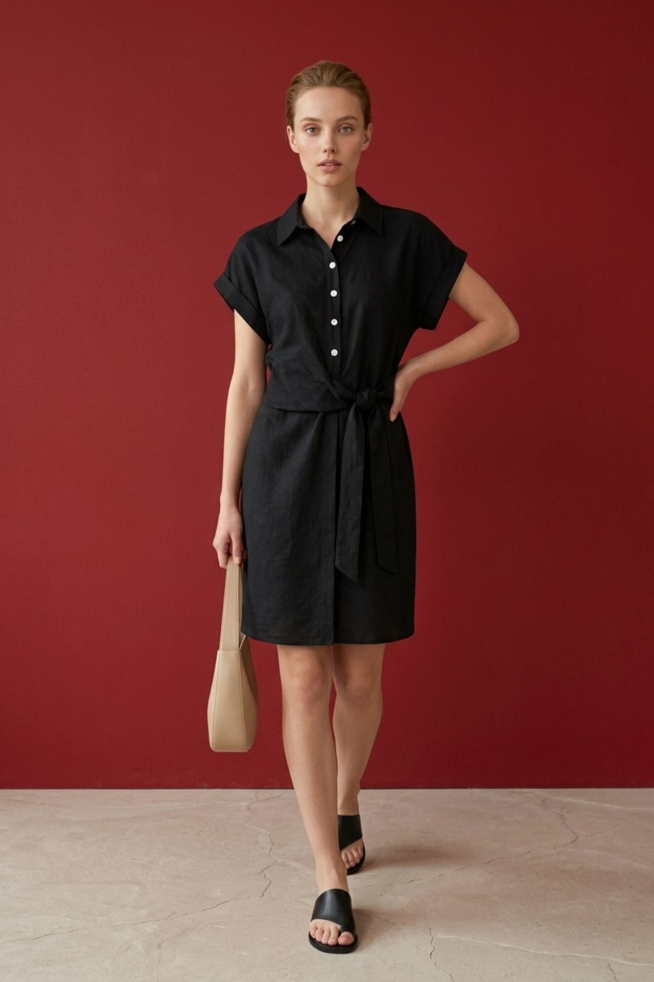 MY FASHION Cotton Poplin Mini Shirt Dress 4