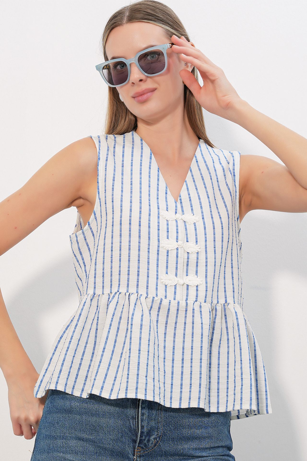 BDART Women's Striped V-Neck Blouse 1