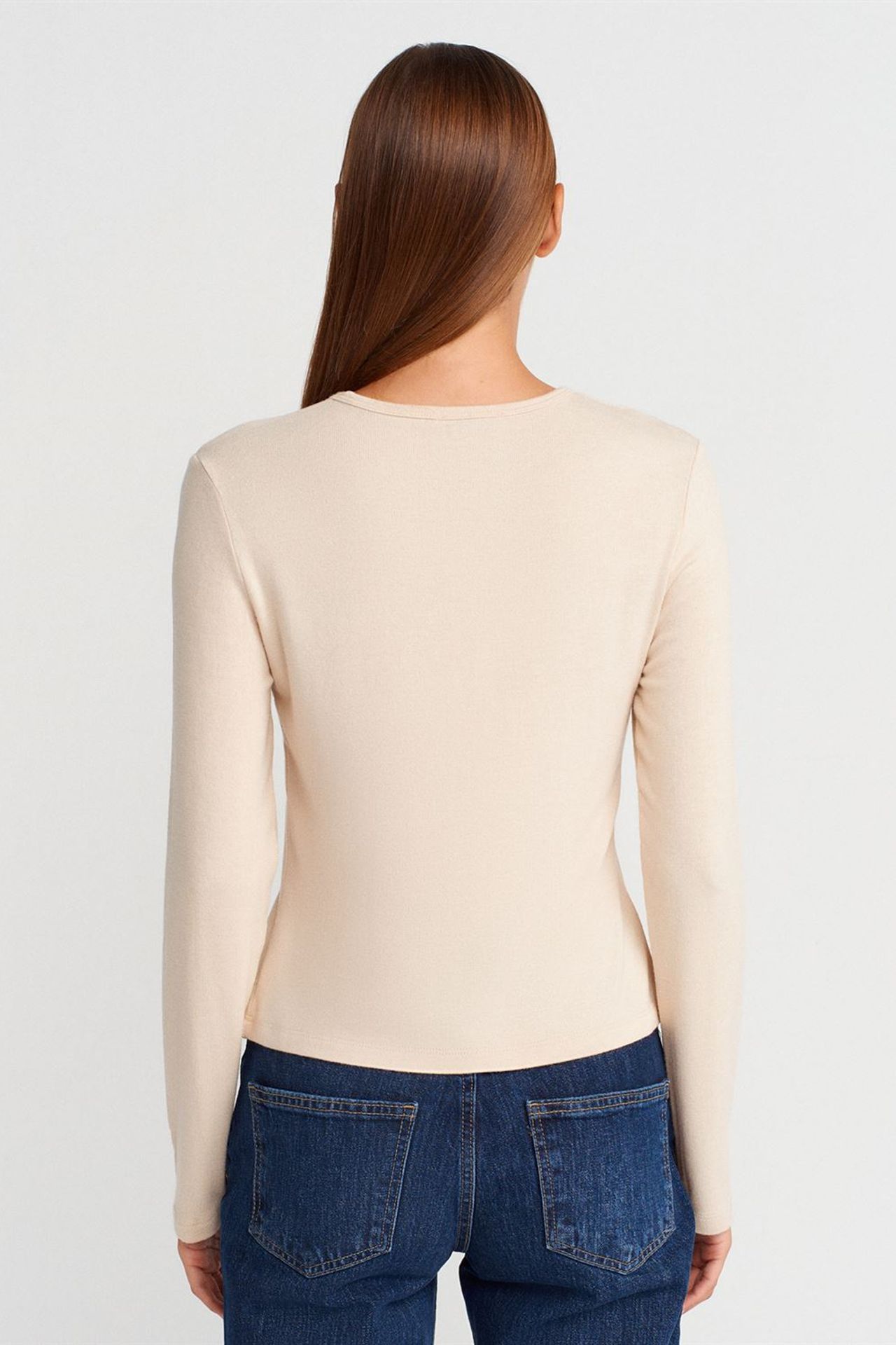 DILVIN Ribbed Crew Neck Button Cardigan 2