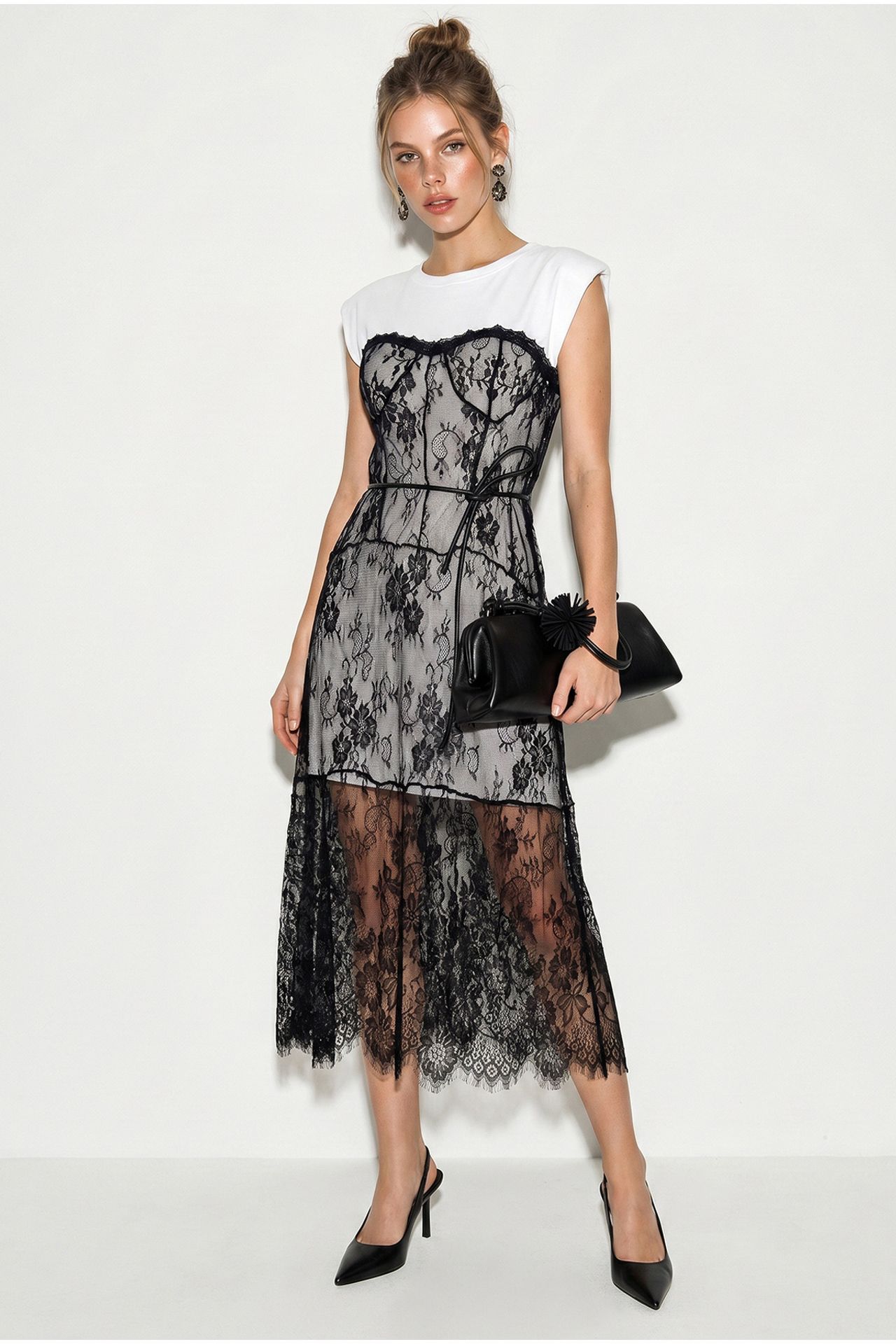 LUCCI Fitted Lace Midi Skirt 1