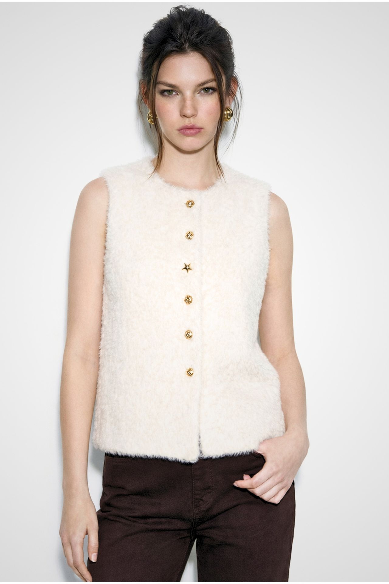 LUCCI Plush Waistcoat with Button Closure 2