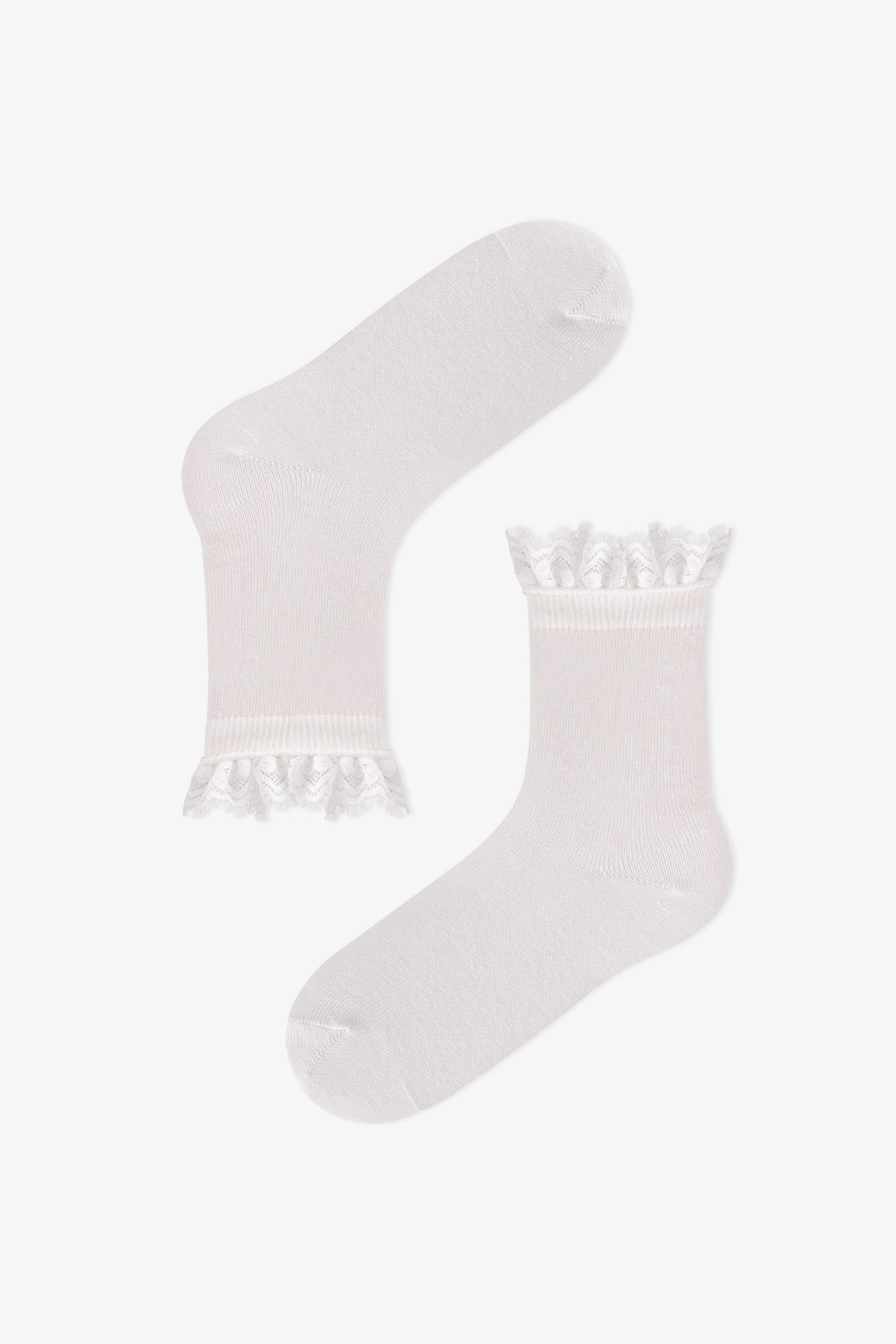 PENTI Girls' Marsmelov Little Lady Cotton Lace 2-Pack Crew Socks 3