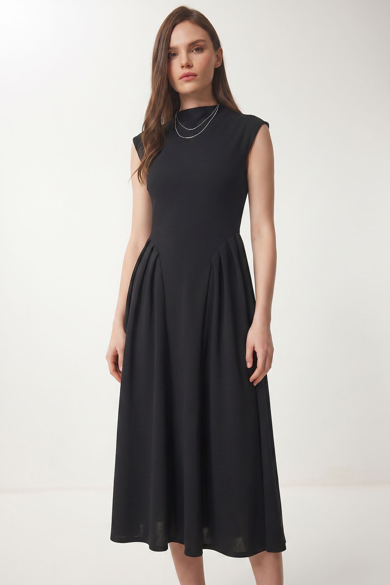 ISTANBUL Sleeveless A-line Midi Turtleneck Dress 3