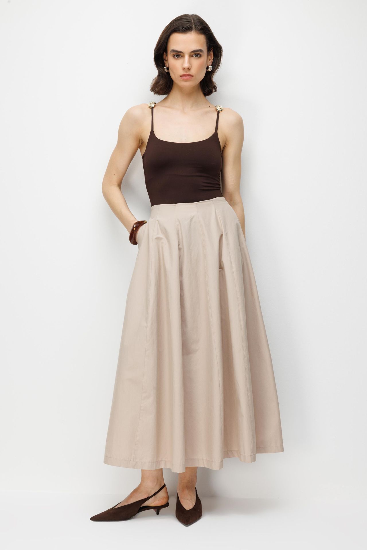MIXRAY High Waist Midi Skirt 4