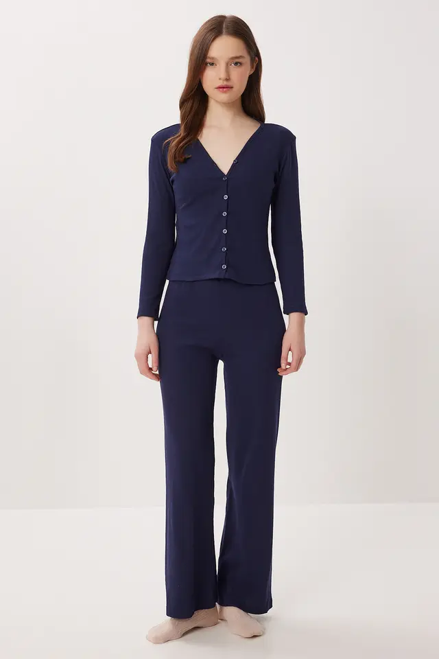 ISTANBUL Mid-Waist Wide-Leg Knit Lounge Bottoms