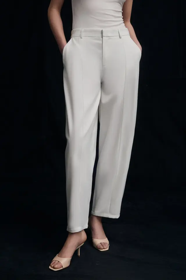 GRIMELANGE High Waist Pleated Wide Leg Trousers