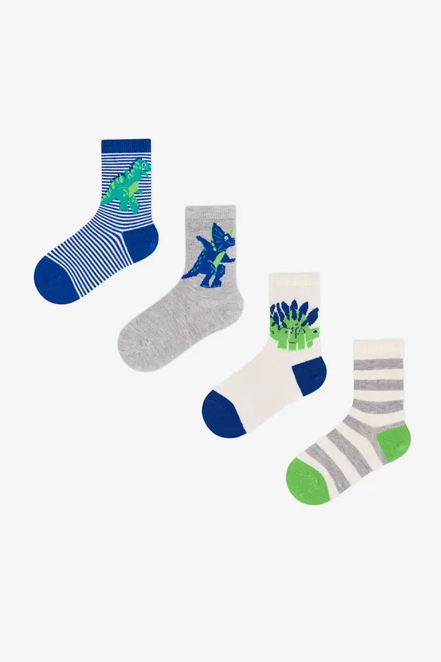 PENTI Boys' Dragon Dinosaur Pattern 2-Pack Crew Socks