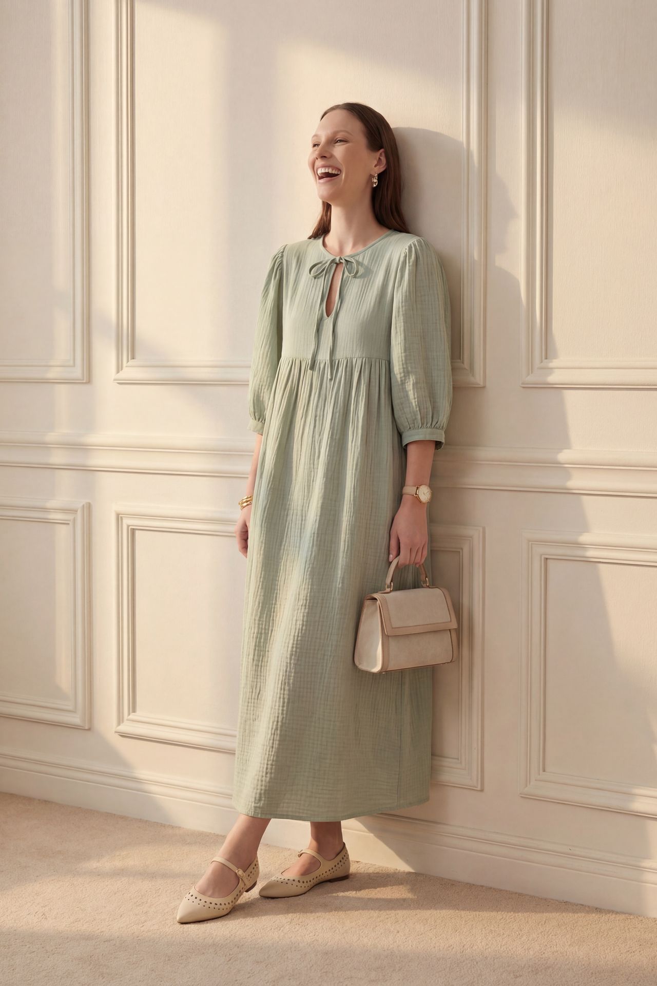 MY FASHION Tie Detail Loose Fit Maxi Dress 3