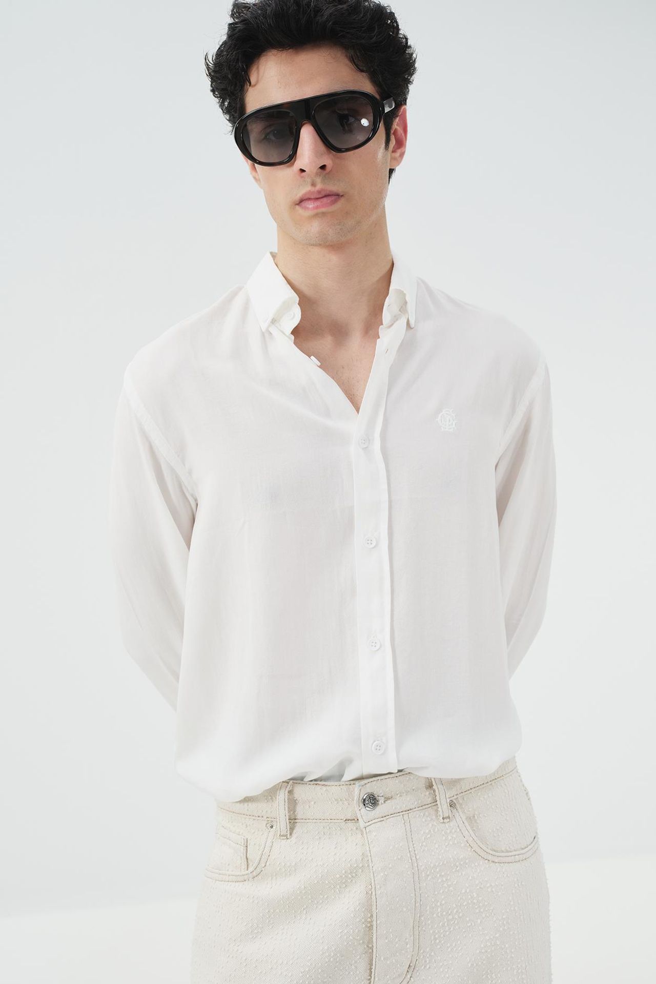 GIESTO Solid Button-Up Tencel Shirt 4