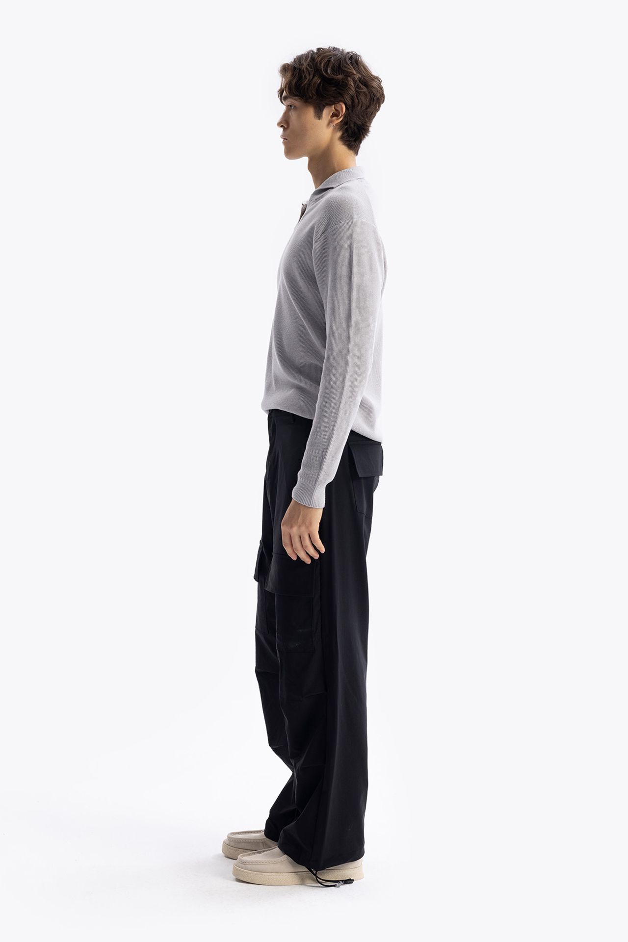 GIESTO V-Neck Ribbed Knit Sweatshirt 4