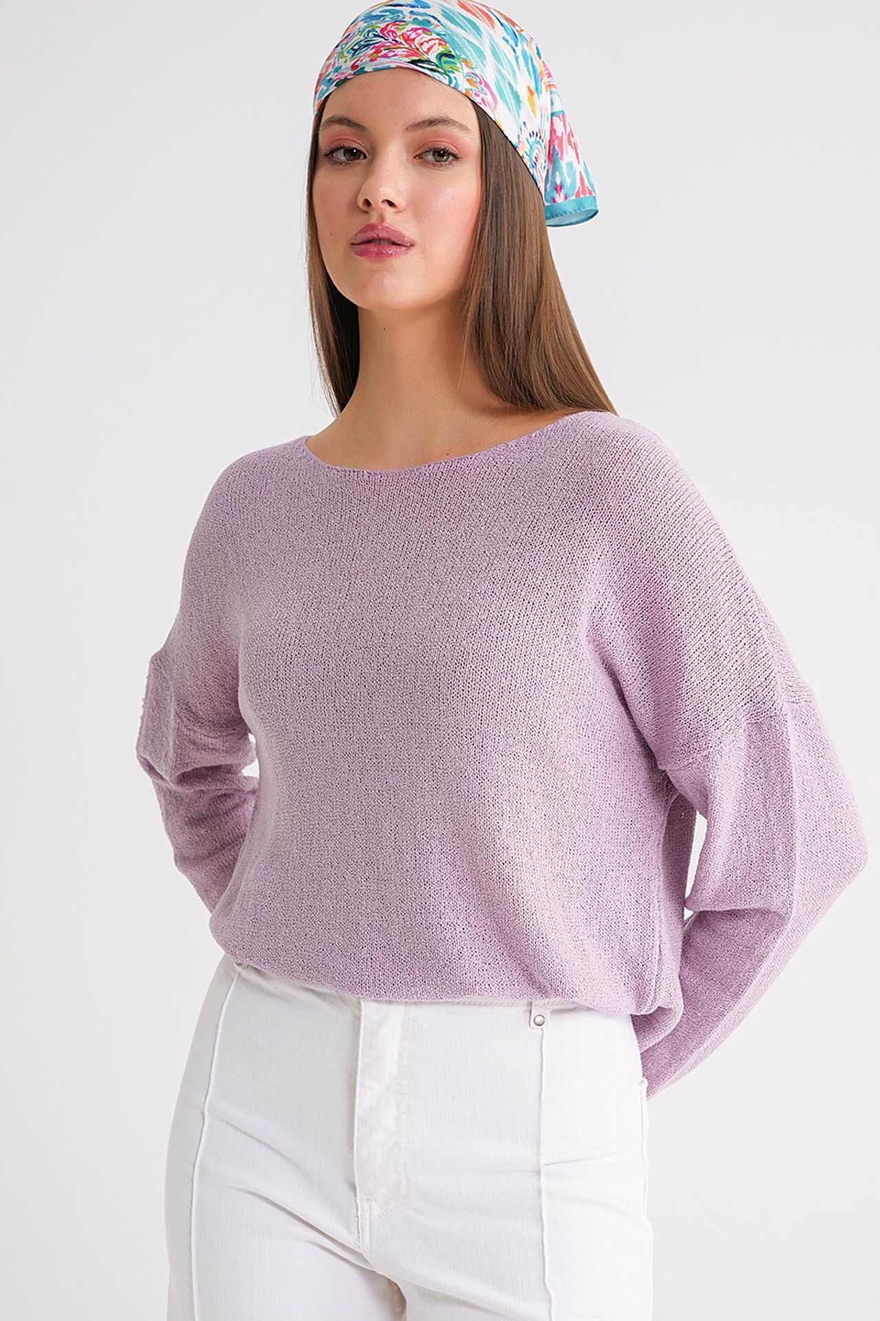 MIXRAY Oversized Boat Neck Knit Sweater 5