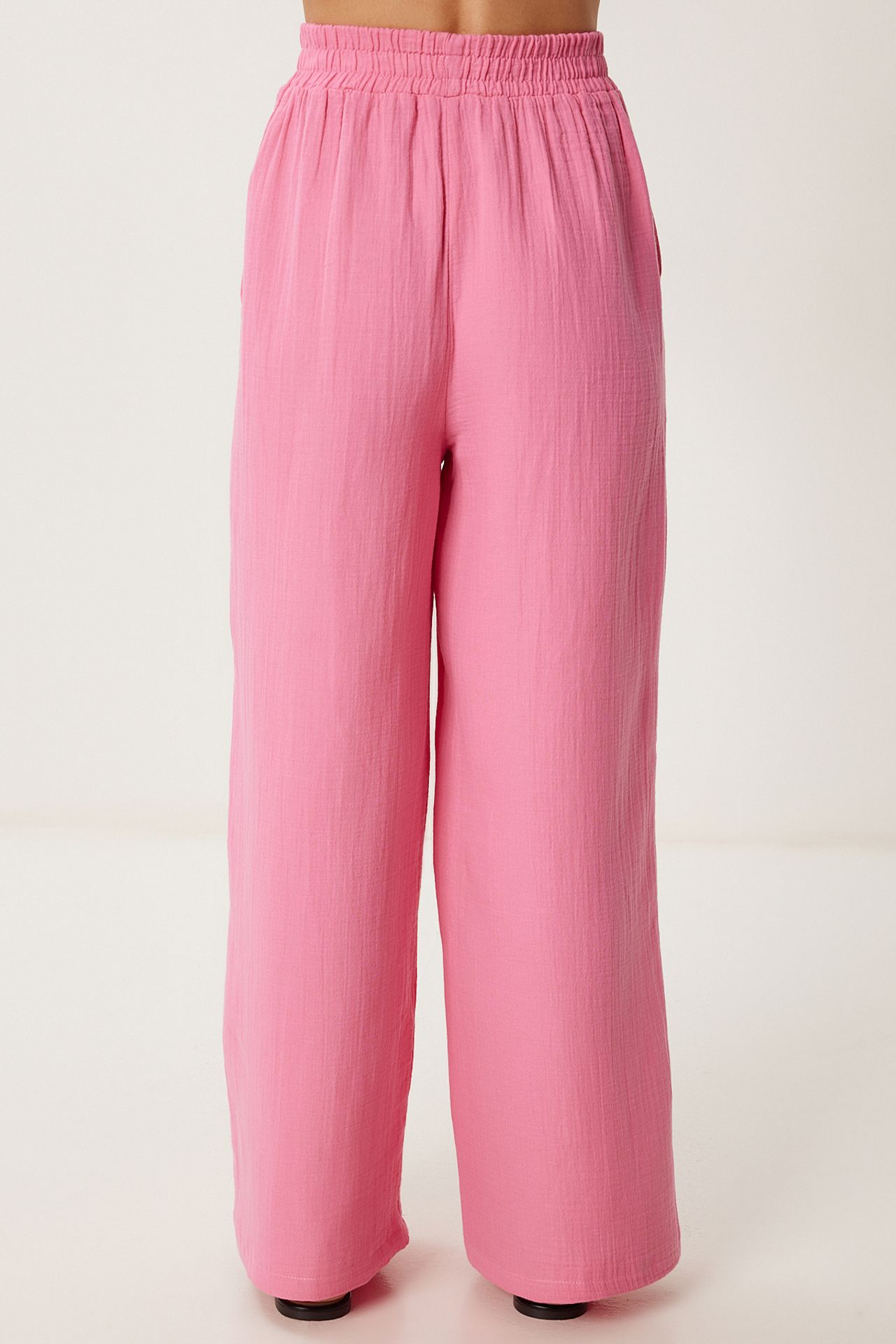 ISTANBUL Wide Leg Drawstring Waist Pants with Binding Detail 5