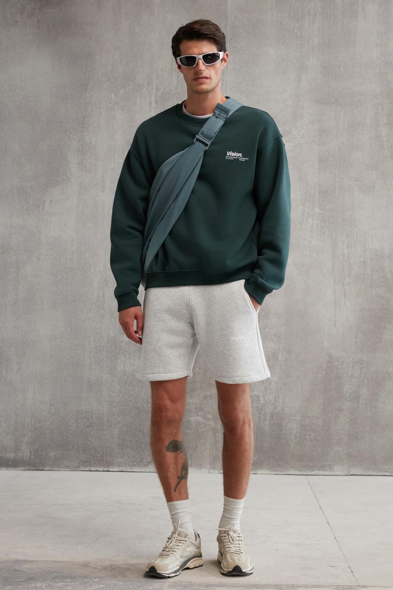 GRIMELANGE Baskılı Geniş Kalıp Bisiklet Yaka Sweatshirt 4