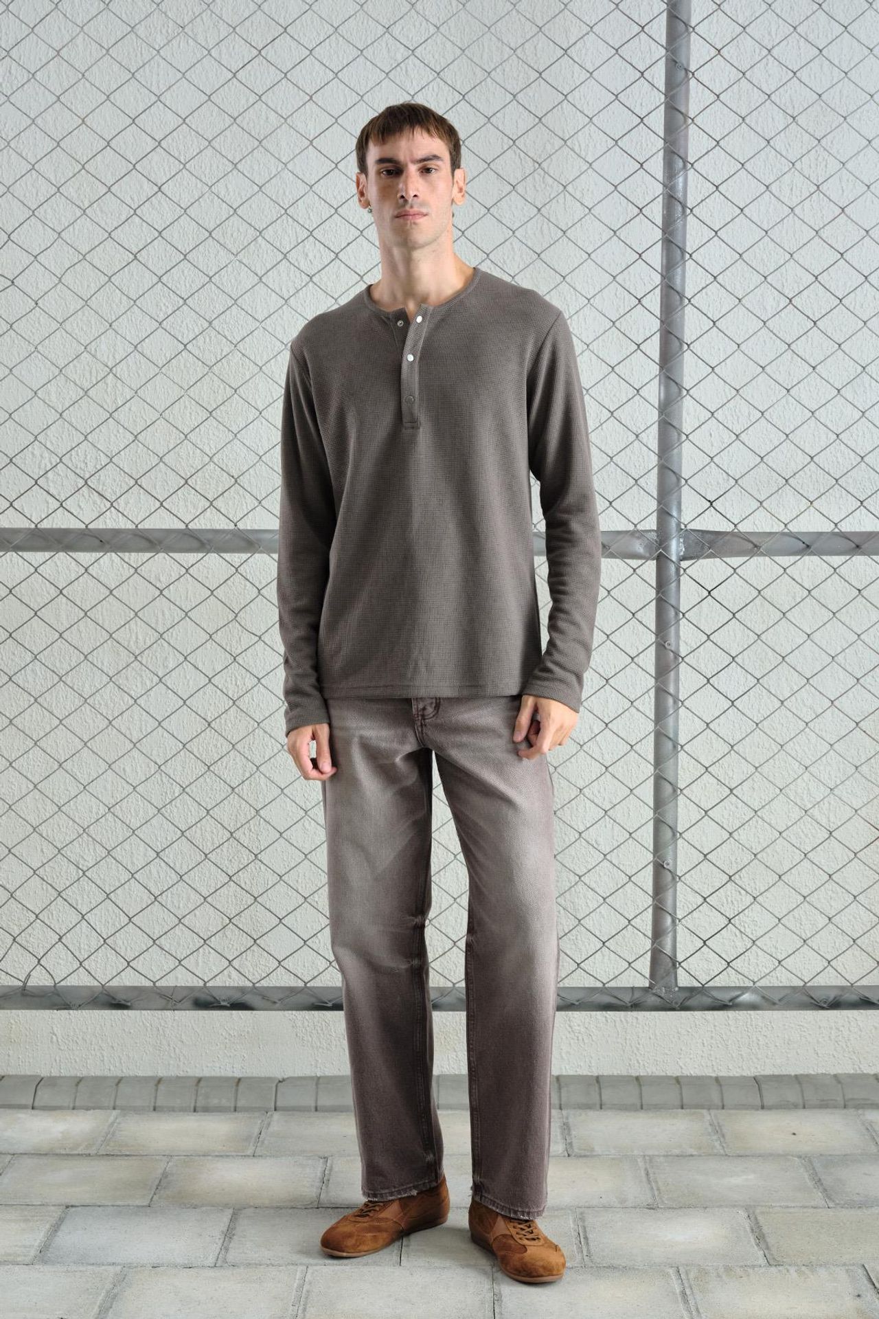 GIESTO Slim Fit Düğmeli Yaka Uzun Kollu Tişört 1