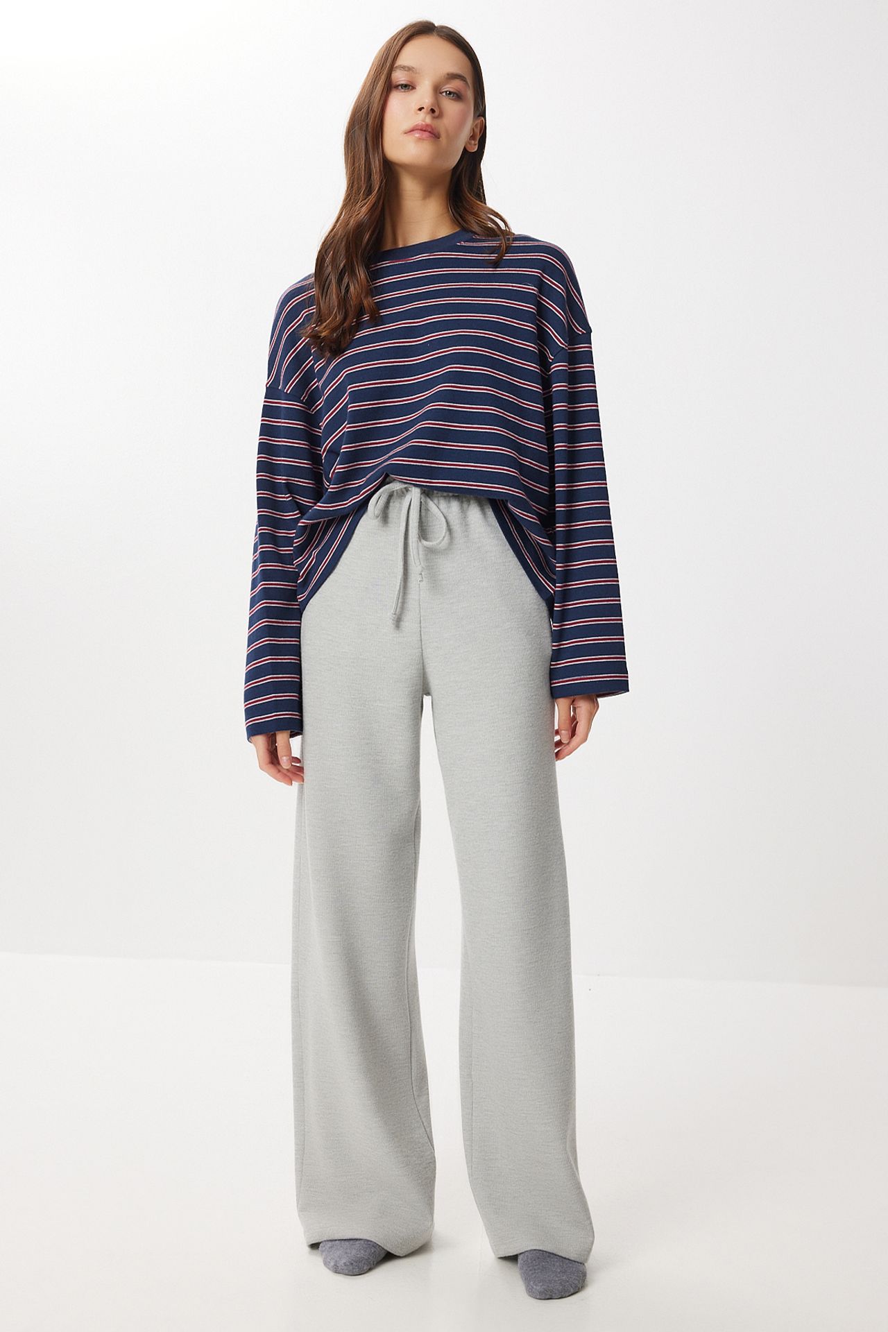 ISTANBUL Wide Leg Jogger Pants with Drawstring Closure 1