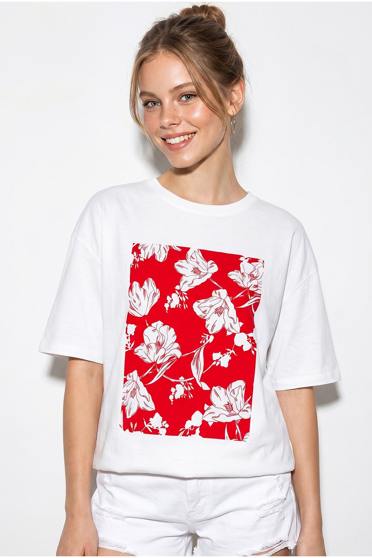 LUCCI Oversized Floral Cotton T-Shirt 4