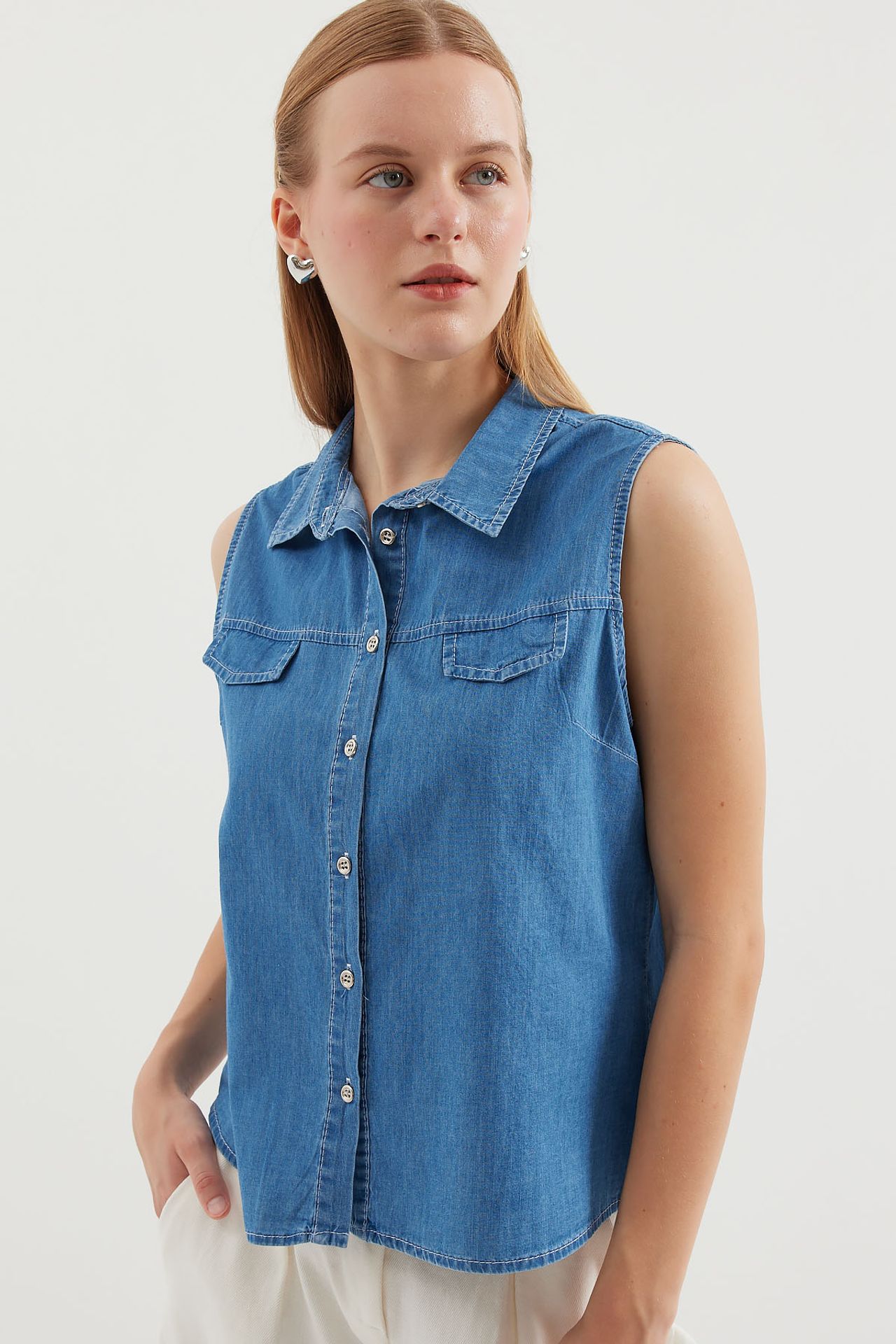 BDART Sleeveless Cotton Denim Shirt