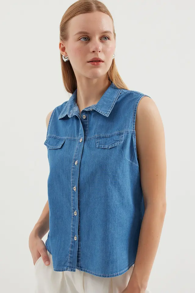 BDART Sleeveless Cotton Denim Shirt