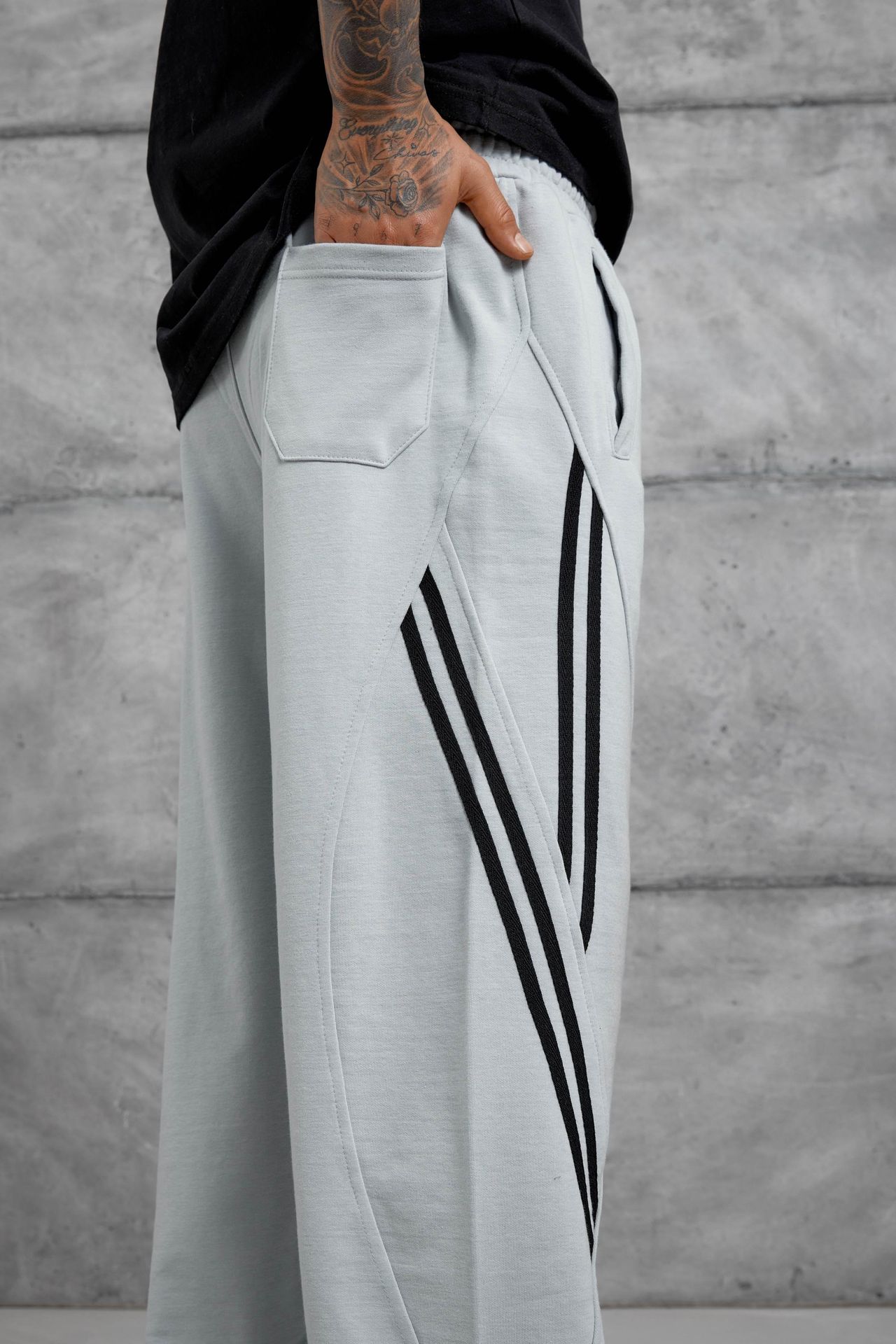 NOMARC Çizgili Bol Geniş Paça Jogger Pantolon 2