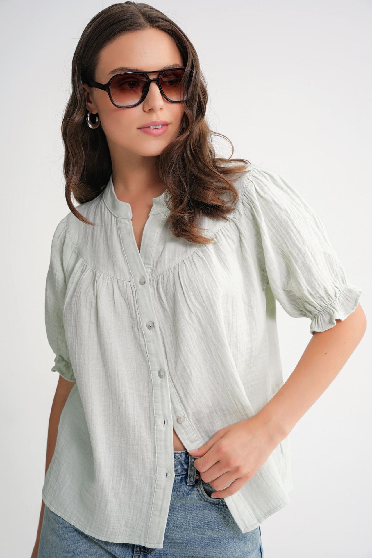 Mixray Linen Blend Short Sleeve Buttoned Shirt 2