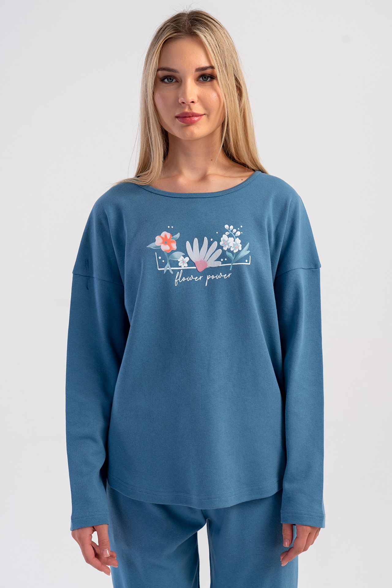 YAKE Rahat Desenli 2 Parçalı Pijama Takımı 2