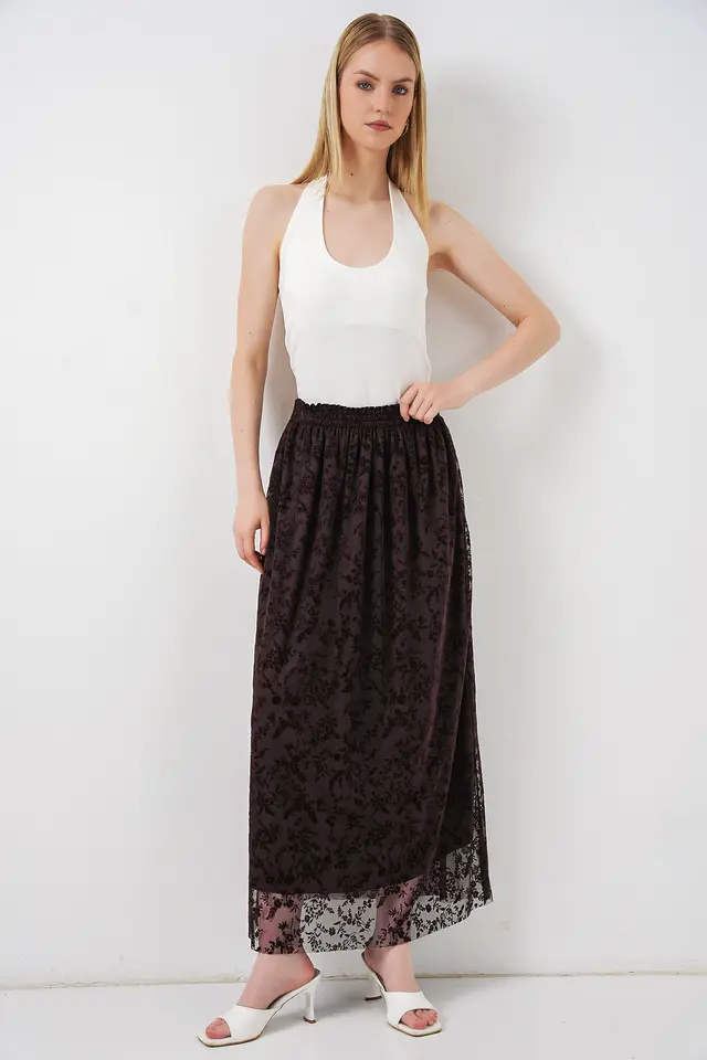 BDART Floral High Waist Maxi A-Line Skirt