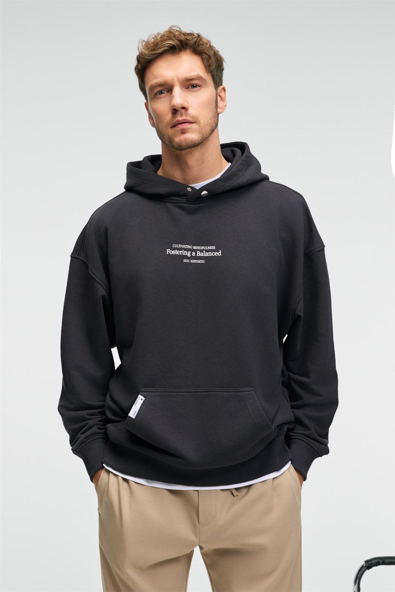 GRIMELANGE Baskılı Kapüşonlu Cepli Sweatshirt 3