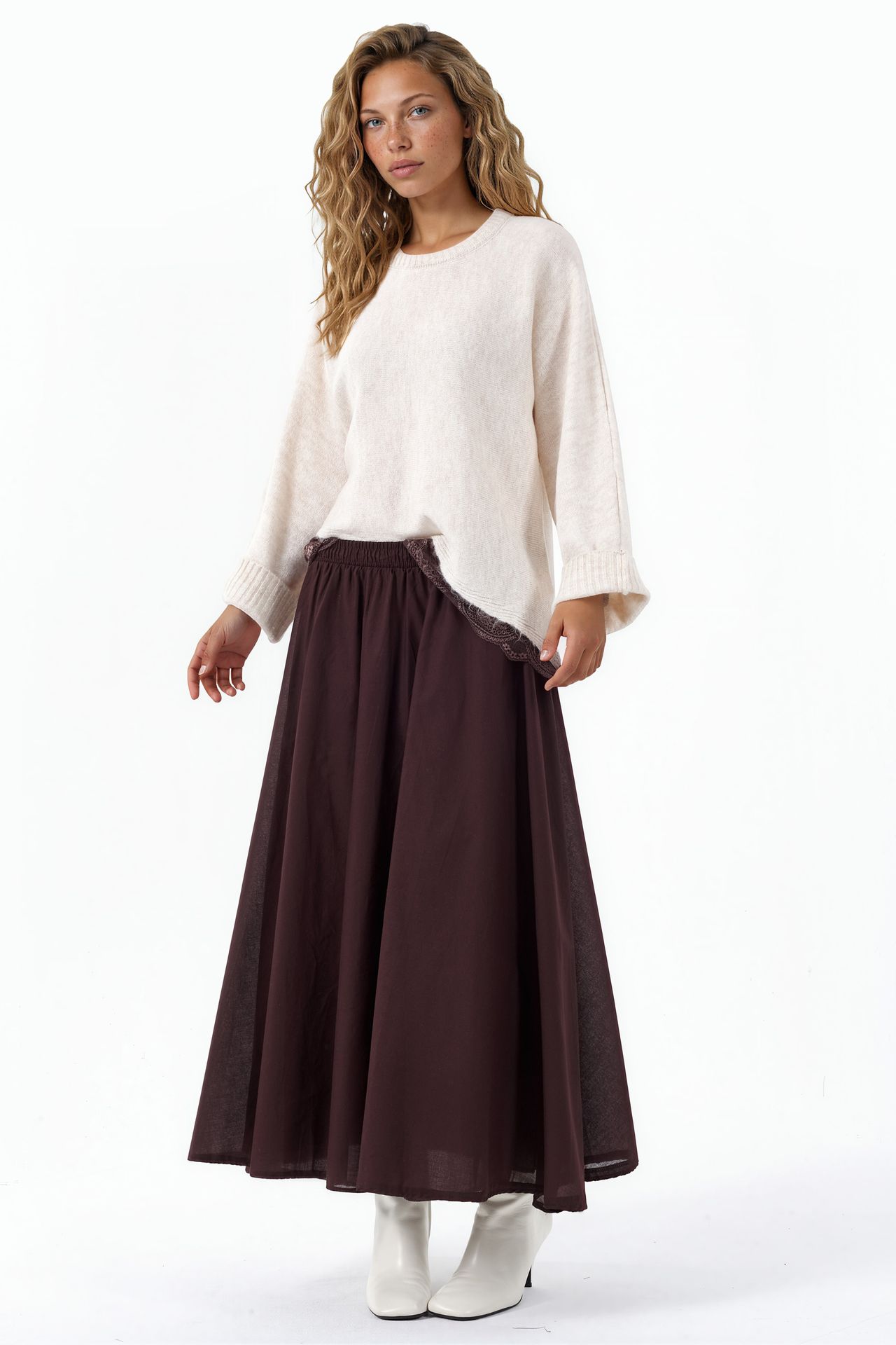 BUSEM High-Waist A-Line Midi Skirt 2
